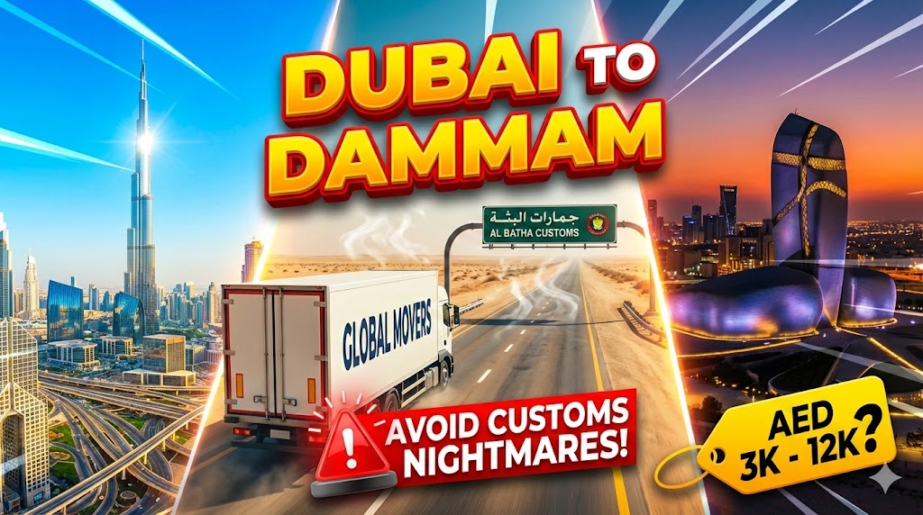 A freight truck crossing the UAE-Saudi border at Al Batha.