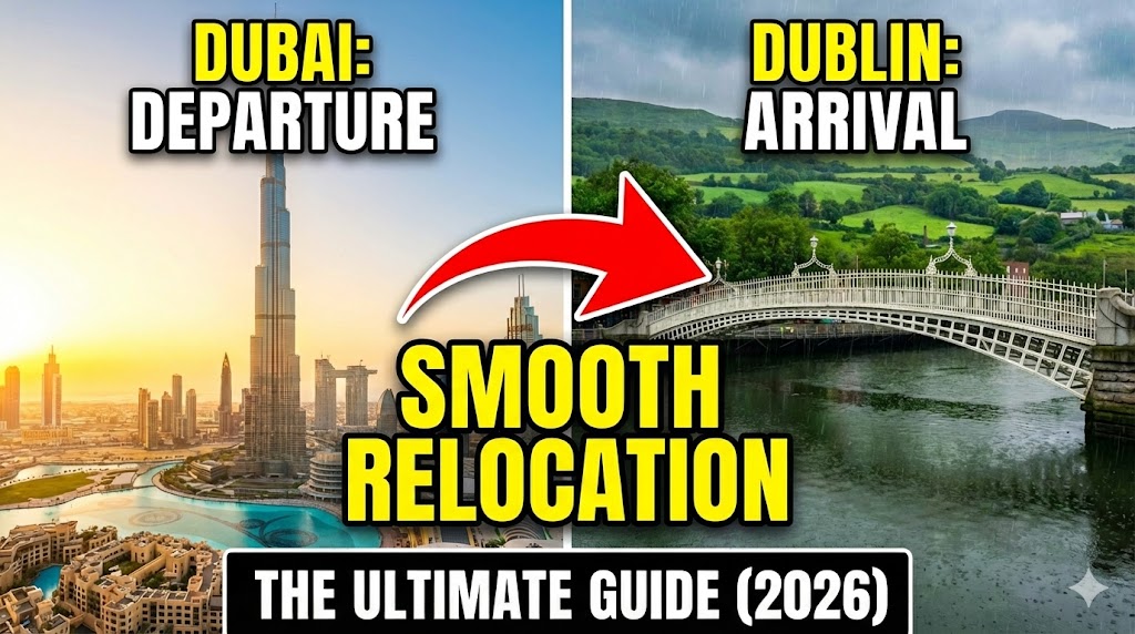 Shipping container arriving at Dublin Port from Dubai.