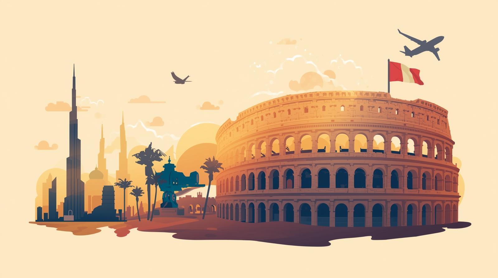 The Colosseum in Rome, Italy, bathed in warm sunlight, symbolizing a move to Italy.